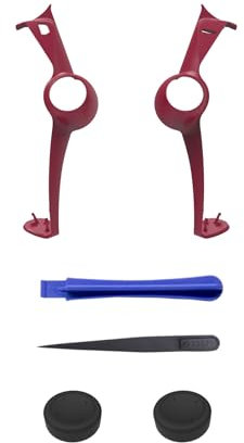 JOYSOG Accessoires décoratifs pour manette PS5 Portal Edge + capuchons de rechange pour joystick de pouce (rouge)