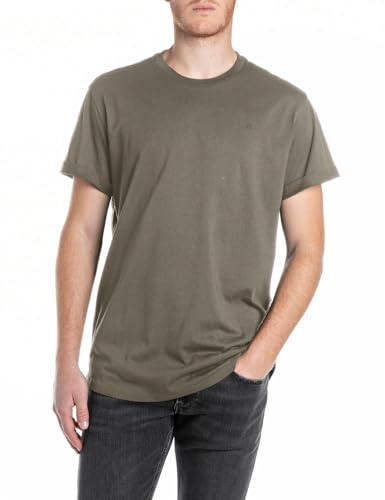 Replay Herren T-Shirt Kurzarm Rundhalsausschnitt, Mud Green 759 (Braun), XXL