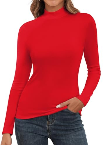 SERSARY Demi Col Roulé Femme à Manches Longues - T-Shirt à Col Roulé Doux - Pull Col Roulé Basique Top - Col Montant Hauts LonguesHaut Tricoté