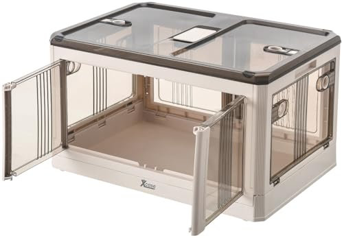 Xcase Transportboxen: Faltbare Aufbewahrungsbox mit Deckel & Türen, 85 Liter, weiß (Kunststoff Kiste, Faltbare Box, Schuhregal)
