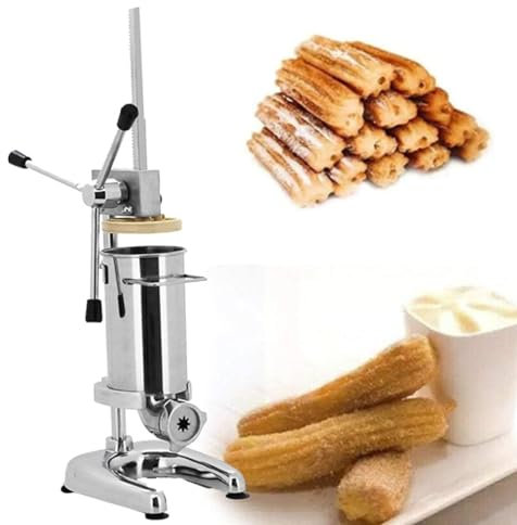 Oiyekntd Commercial Manual Churros Maker, 2L/3L Stainless Steel Manual Spanish Donut Churrera Churro Maker Machine for Home Restaurants Bakeries Cafeterias with 5 Kinds Of Molds,2L