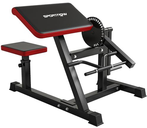 SPORTNOW Bizeps/Trizeps Curl Maschine Curlbank mit 5-stufigem verstellbarem Sitz Trainingsgerät Fitnessgerät Scottbank Armtrainer für Zuhause, Schwarz