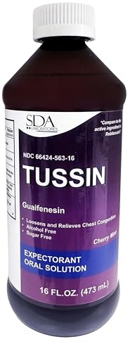 SDA LABORATORIES Tussin Guaifenesin Liquid Expectorant – 16 Fl Oz Bottle