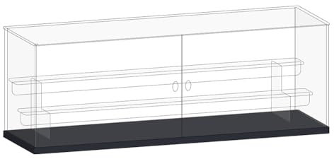 XLIHAWY Schaukasten Aus Transparentem Acryl, Stapelbare Vitrine Mit LED-Licht, 2/3/4-stöckig Aufbewahrungsorganizer Mit Trittregal Für Sammlerstücke Actionfigur(Schwarz,60x18x21.5cm)