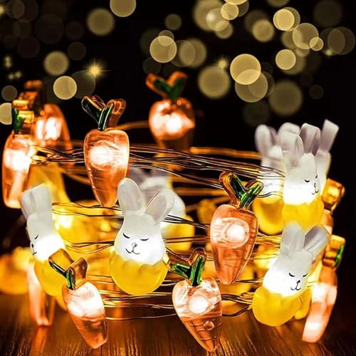 Lichterkette Ostern Batterie,2M 20LED Lichterkette Ostern Kaninchen,Osterkaninchen Lichterkette,Lichterkette Innen Ostern,Lichterkette Außen Ostern,LED Lichterkette usb Ostereier