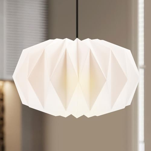 WANDGU Nordische Papier Lampenschirm Laterne mit Origami Design - Moderner Rund Deckenlampen Shade für Hängelampe