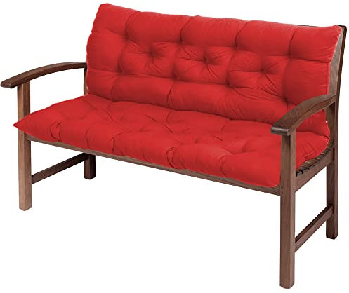Sitzpolster für Innenmöbel, mit Rückenlehne, dicke Sofa-/Stuhlmatte für Zweisitzer-Schaukel, überfülltes Bankkissen, 2- und 3-Sitzer, 150 x 100 x 8 cm, Rot