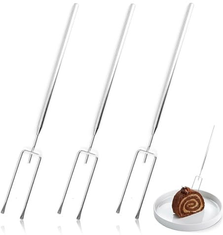 AUEFUDQ Juego de 3 Tenedores para Fondue, Tenedores de Fondue de Acero Inoxidable, Tenedor de Chocolate, Tenedor para Mojar Chocolate de Acero Inoxidable para Fondue de Queso Frutas Asados Malvaviscos