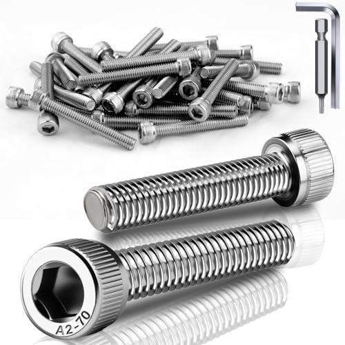 TXXATX 60 Stück Zylinderkopfschrauben M4x20 mm Schrauben Edelstahl A2 V2A DIN 912 Sechskantschrauben Zylinderschrauben mit Innensechskant Vollgewinde Inbusschrauben für Mechanische Möbelreparatur