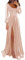 KURFACE Robes de demoiselle d'honneur à manches longues pour femmes avec robe de bal plissée en satin fendue robe formelle, Rose pâle, 36