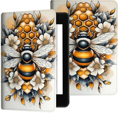 Case for 6 Kindle Paperwhite (10th Generation, 2018 Release), Slim Lightweight Durable Shockproof PU Leather Case with Stand & Auto Sleep/Wake for Kindle Paperwhite 4 10th Gen, Bee
