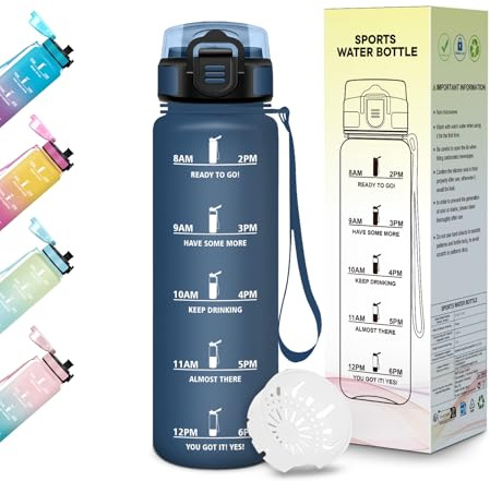 Motswedi Borraccia 500 ml, Senza BPA, Bottiglia Plastica, a prova di perdite, Borraccia Bambina, Adatta a Bevande Gassate, Bottiglia Ideale per Yoga, Scuola, Attività All'aperto - Blu scuro