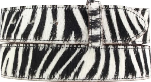 BELTINGER Wechselgürtel mit Fell ohne Schnalle 4 cm | Kuh-Ledergürtel für Damen Herren 40mm | Fell-Druckknopfgürtel 4cm | Zebra 110cm