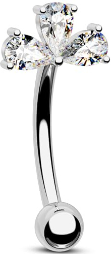 OUFER 16G Gold Blume Curved Barbell Piercing Chirurgenstahl 316L Klar CZ Knorpel Ohrpiercing 8 mm Eyebrow Ring Helix Earring für Damen