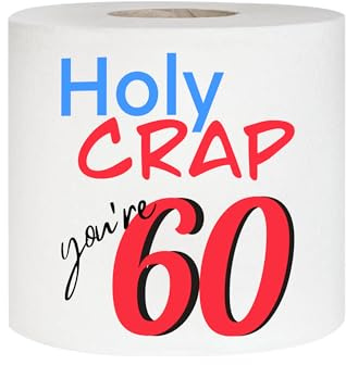 Funny Birthday Gift Toilet Roll – Novelty Gag Gift for Milestone Birthdays, Printed Loo Roll in Organza Bag, Humorous Birthday Present for Men Women, Party Joke Decoration (Holy ... You're 60)