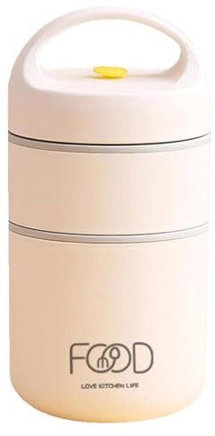 Insulated Hot Food Flask - Stainless Steel Double Walled Vacuum Insulated Leakproof Soup Flask with Handle - Food Flasks Keep Hot/Cold for 12 Hours for Indoors Outdoors Adults and Kids