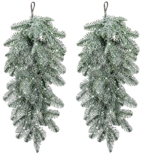Generisch Weihnachtsdeko Tannenzweige Künstlich Wie Echt 70cm,Weihnachten Deko Hängend Künstliche Zweige Für Innen Aussen,Christmas Decorations,Wanddeko,Fensterdeko,Winterdeko(2 Stück)