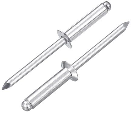 QUARKZMAN 100 Pièces 4.8 x 20 mm Rivets Aveugles En Aluminium Prise En Aluminium Et Axe En Acier, Rivets Fendus À Tête Fraisée Pour Métal, Meubles, Automotive, Silver