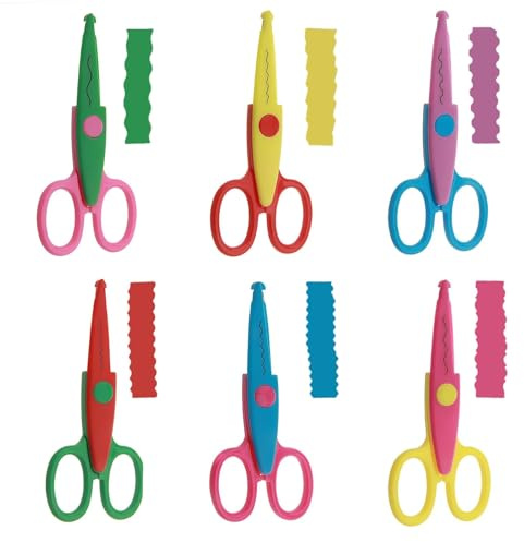 6 Stück Bastelschere Set, Zick-Zack-Schere, Bastelschere, Bastelschere Grundschule für Bastelarbeiten, Scrapbooking