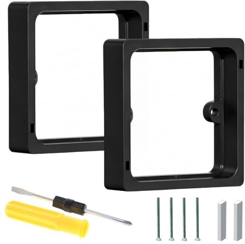 Socket Spacer, 2PCS Black 86-Type Spacer Box (2cm) with 4PCS Screws (5cm) + 2PCS Auxiliary Nails + 4 Inch Dual-Purpose Screwdriver, Electrical Socket Spacer for Light Switch Installation