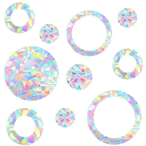 TIESOME 64 Stück Suncatcher Sticker PVC, Prisma Fensteraufkleber | Fensteraufkleber 4-14cm Regenbogen Fensterfolie Kreisförmig Sonnenfänger Sticker Dekoration Türfenster Esszimmer Schlafzimmer
