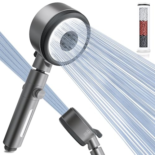 Magichome Alcachofa de Ducha con Filtro, 6 Modos y Giratorio 360° | Cabezal Ducha Botón Pausa ON/OFF, Elimina el Cloro y las Impurezas de agua, para Cuidado de la Piel y Cabello, para Hogar