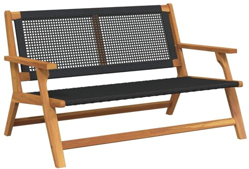 Ordellia Gartenmöbel Schwarz 122x78x73cm, Massivholz Akazie Outdoor Stuhl, Wetterfest Balkon Loungesofa, 2-Sitzer Terrassenstuhl für Garten, Terrasse