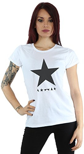 Absolute Cult David Bowie Women's Star Logo T-Shirt X-Large White