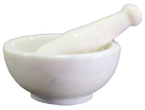 Kleo 15,2 cm de large (grande taille) Blanc naturel Pierre de marbre Mortier et pilon Ensemble comme à épices, Médecine Broyeur Pilon - Mortar Pestle Set