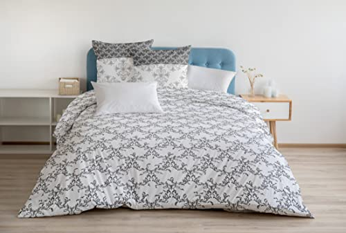 Home Passion Bettwäsche 3 teilig Fries grau 100% 57 Fäden, Baumwolle, Mehrfarbig, 220 x 240 x 0,1 cm