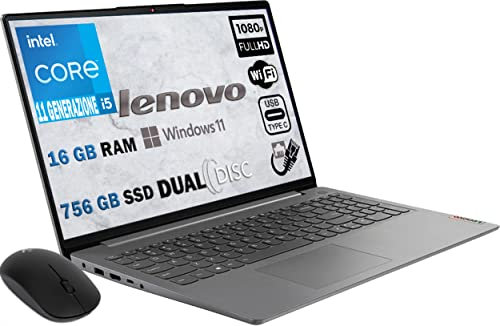 Lenovo Notebook, Pc portatile cpu Intel i5 13Th gen, 10 Core, 16 Gb RAM, Display Full HD da 15,6, SSD Nvme da 750 Gb, Windows 11 Pro, open Office + mouse wireless