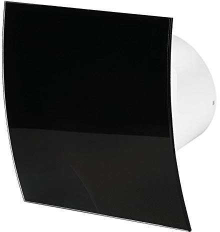 100mm Pull Cord Extractor Fan Shiny Black Glass Front Panel Escudo Wall Ceiling Ventilation