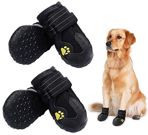PK.ZTopia Stivali impermeabili per cani, scarpe da esterno per cani, stivali da pioggia per cani, scarpe da corsa per cani di taglia media e grande, con due cinghie di fissaggio riflettenti e suola