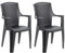 FineHome 2 Stück XXL Gartenstuhl Stapelstuhl Bistrostuhl Gartensessel Rattan-Optik stapelbar Gartenmöbel Anthrazit