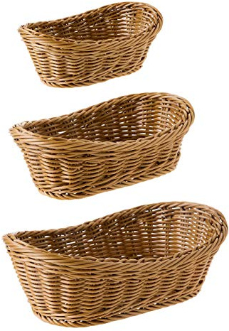 Storage Basket, Oval Bread Basket, Washable Basket, Vegetable Basket, PP Storage Basket, Rattan Style, Bakery, Display, Japanese Style Storage Basket, Oval Bread, Fruit, Miscellaneous Goods, Set of 3,