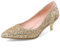 LUXMAX Ladies Glitter Pumps Slip On Pointed Toe Low Kitten Heel Wedding Shoes Size 3.5UK,Gold