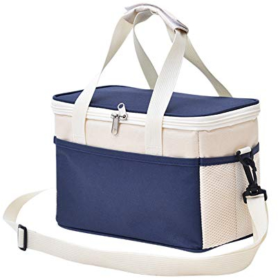 DAIHAN Isolierte Lunch-Tasche, Oxford-Stoff-Tasche, Thermo-Tasche, Lunch Box Auslaufsichere Kühltasche für Arbeit Schule,Marine,7L(26x16x17CM)