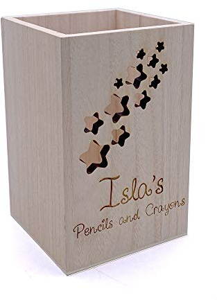 ukgiftstoreonline Star Themed Pencil Holder Personalised Wooden Pencil Pot Gifts For Kids