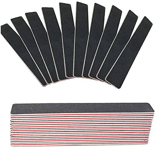 10 x Nail Files 100/180 Grit Professional Rectangle Emery Board Buffer Black Gel Tips Black Curve Buffing Buffer Professional Pro Sanding Blocks Square
