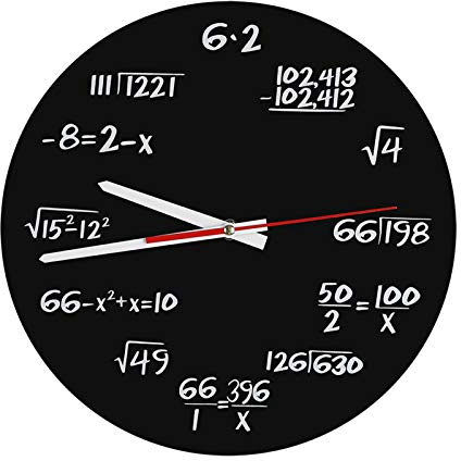 Jenngaoo Mathematik Wanduhr, Schwarz 11,8 Mathe Wanduhr Einzigartige Neuheit Maths Equation Uhr für Klassenzimmer Haus Moderne Dekoration des Büros (30cm)