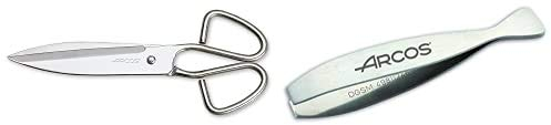 Arcos 809700 Tijeras de cocina, 200 mm + Serie Nova Cuchillo mondador, Acero Inoxidable, Negro, 20 cm