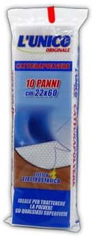 50 pezzi - L'UNICO ORIGINALE PANNI PER SPOLVERARE PULIZIA CATTURAPOLVERE PANNO ELETTROSTATICO CATTURA POLVERE ANTIPOLVERE PULIRE MOBILI PAVIMENTI CASA SUPERFICI GRANDE 22X60cm 5 pacchi da 10pz