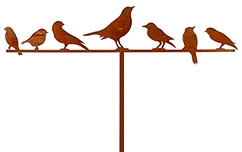 Blümelhuber Gartenstecker Metall Vögel im Edelrost Design - Metall Gartendeko Figuren mit Vogel Motiv - rostige Gartendekoration