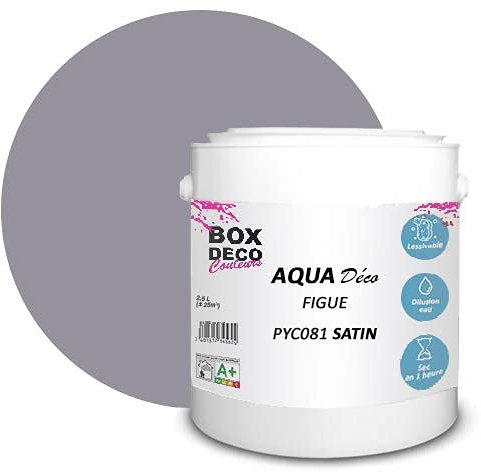 BOX DECO COULEURS Peinture murale acrylique aspect satin Aqua Déco - 2,5 L, Violet Figue
