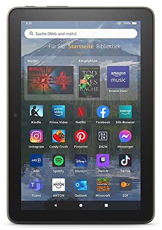 Zertifiziert und generalüberholt Fire HD 8 Plus-Tablet, 8-Zoll-HD-Display, 64 GB, 30% schnellerer Prozessor, 3 GB RAM, kabelloses Laden (2022), grau, mit Werbung