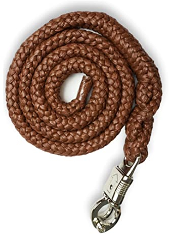 Führstrick mit Panikhaken | für Pferde, Ponys, Shetty, Esel | Anbindestrick in vielen stylischen Designs |Länge 1,60 m (Braun)