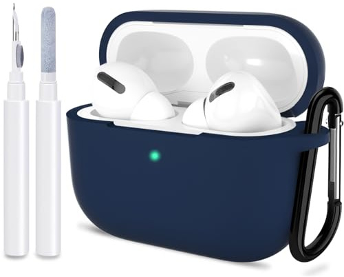 ATUAT for AirPods Pro 2nd Generation Case Cover, Protective Silicone Skin Accessories with Keychain for Women Men for Apple AirPods Pro Gen 2(2022), Front LED Visible-Midnight Blue