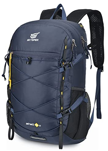 SKYSPER Sac à dos de randonnée pliable 30 L léger pour homme et femme, bleu marine, Sacs à dos de jour
