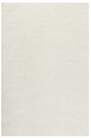 Wecon Home Flauschiger Esprit Hochflorteppich für Wohnzimmer, Schlafzimmer und Kinderzimmer - Whisper Shag (200 x 290 cm, Creme weiß)