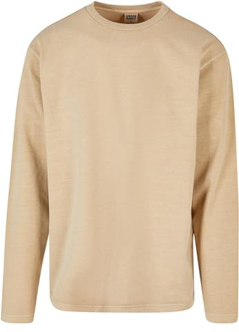Urban Classics Men's Heavy Oversized Garment dye Long Sleeve T-Shirt, Union Beige, S